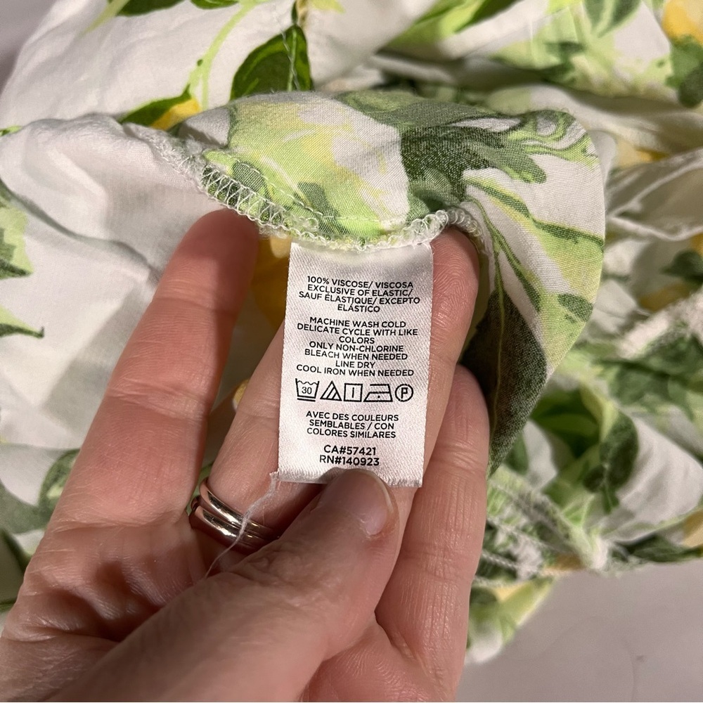 LOFT Lemon Print Mini Dress - Yellow and Green sz 12 - Picture 10 of 14